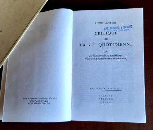 Portada del libro de CRITIQUE DE LA VIE QUOTIDIENNE III De la modernité au modernisme (Pour une métaphilosophie du quotidien)