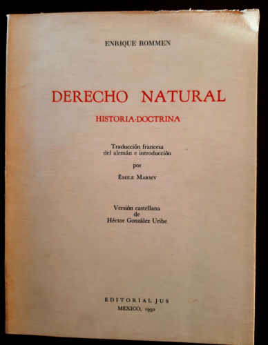 Portada del libro DERECHO NATURAL, HISTORIA-DOCTRINA 