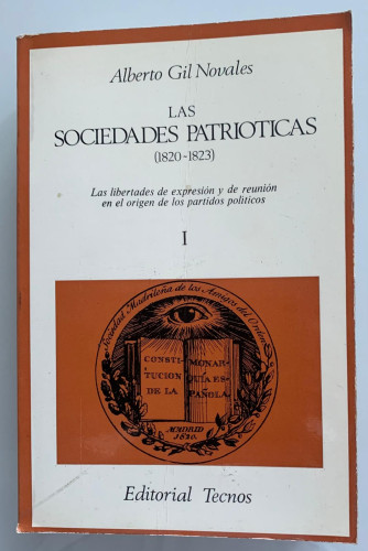 Portada del libro de LAS SOCIEDADES PATRIÓTICAS (1820-1823) 2 tomos