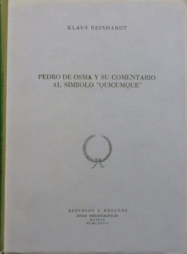 Portada del libro de PEDRO DE OSMA Y SU COMENTARIO AL SÍMBOLO 