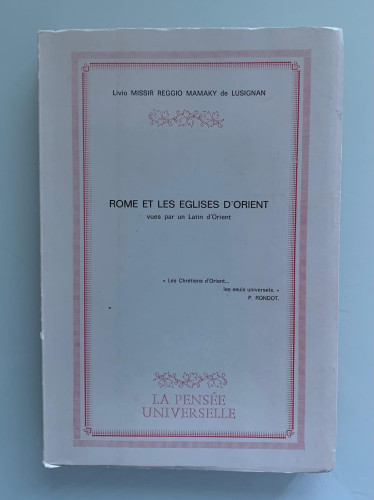 Portada del libro de ROME ET LES EGLISES D'ORIENT vues par un Latin d'Orient