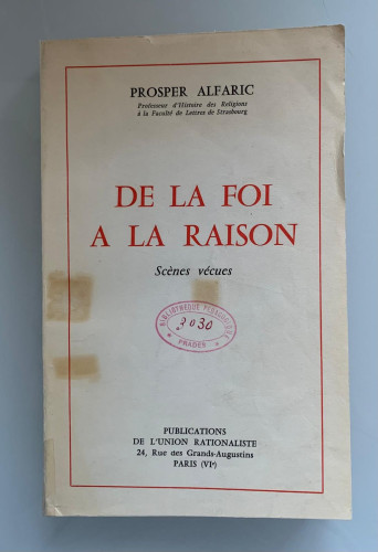 Portada del libro de DE LA FOI A LA RAISON