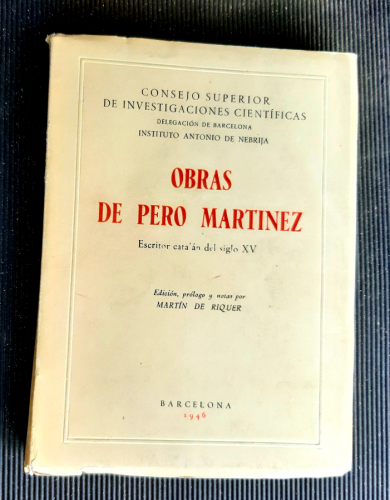 Portada del libro de OBRAS DE PEDRO MARTÍNEZ, ESCRTOR CATALÁN DEL SIGLO XV