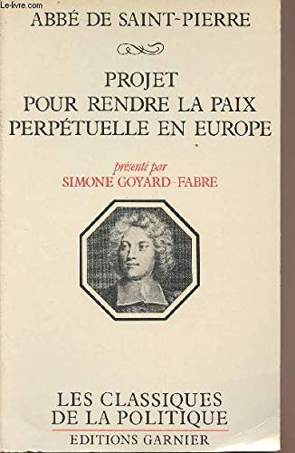 Portada del libro de PROJECT POUR RENDRE LA PAIX PERPÉTUELLE EN EUROPE