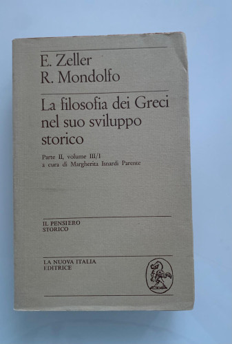 Portada del libro de LA FILOSOFIA DEI GRECI NEL SUO SVILUPPO STORICO