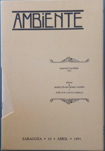Portada del libro de AMBIENTE edición facsímil 1912