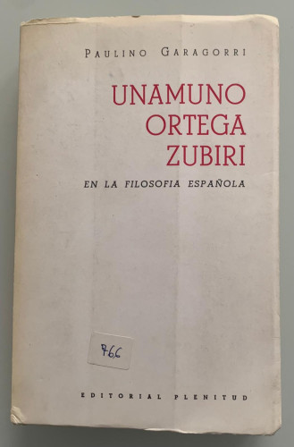 Portada del libro de UNAMUNO, ORTEGA, ZUBIRI EN LA FILOSOFÍA ESPAÑOLA