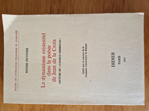 Portada del libro de Le dynamisme exitenciel dans la poésie de Jean de la Croix. Lecture du 