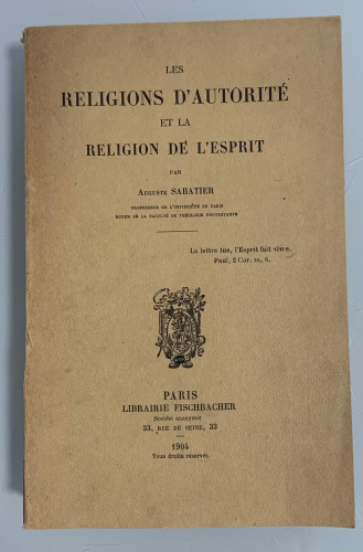 Portada del libro de LES RELIGIONS D'AUTORITÉ ET LA RELIGION DE L'ESPRIT