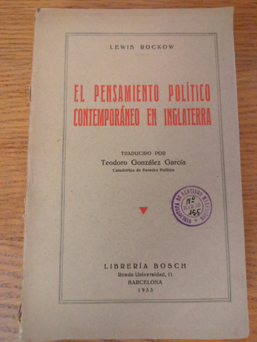 Portada del libro de EL PENSAMIENTO POLITICO CONTEMPORANEO EN INGLATERRA