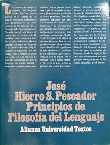 Portada del libro de PRINCIPIOS DE FILOSOFÍA DEL LENGUAJE