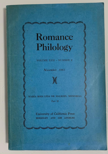 Portada del libro de ROMANCE PHILOLOGY