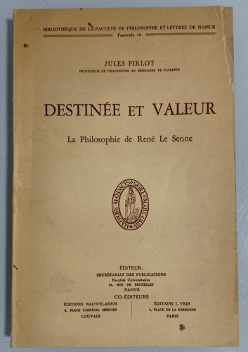 Portada del libro de DESTINÉE ET VALEUR. La philosophie de René Le Senne