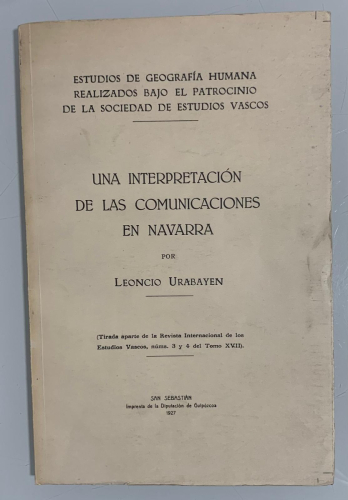 Portada del libro de UNA INTERPRETACIÓN DE LAS COMUNICACIONES EN NAVARRA