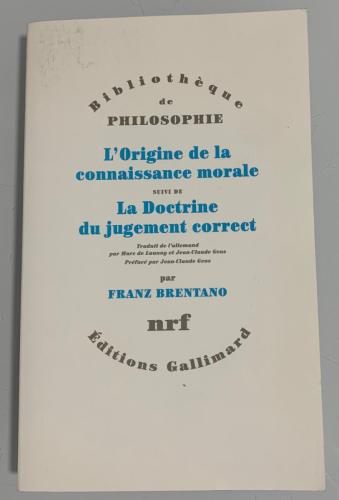 Portada del libro de L'ORIGINE DE LA CONNAISSANCE MORALE SUIVI DE LA DOCTRINE DU JUGEMENT CORRECT