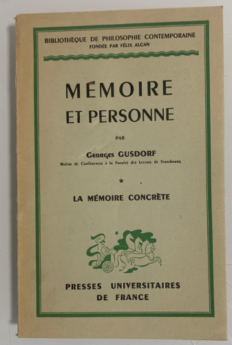 Portada del libro de MÉMOIRE ET PERSONNE