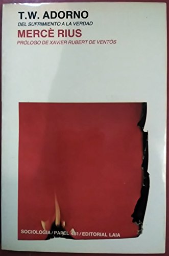 Portada del libro de T.W. ADORNO: Del Sufrimiento a la Verdad