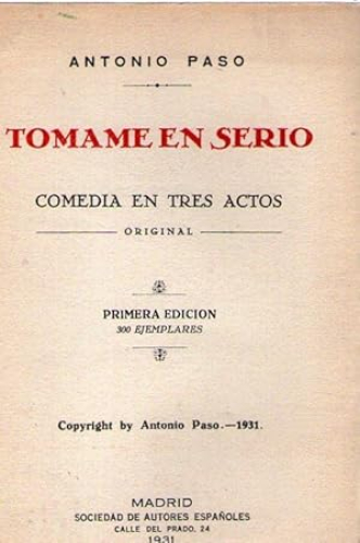 Portada del libro de TOMAME EN SERIO