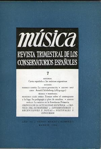 Portada del libro de MUSICA REVISTA TRIMESTRAL DE LOS CONSERVADORES ESPAÑOLES. AÑO III. Nº 7