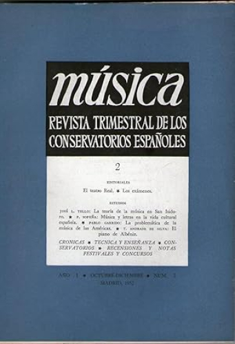 Portada del libro de MUSICA REVISTA TRIMESTRAL DE LOS CONSERVATORIOS ESPAÑOLES. AÑO I. Nº 2