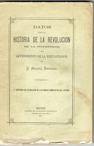 Portada del libro de DATOS PARA LA REVOLUCION DE LA INTERINIDAD Y DEL ADVENIMIENTO DE LA RESTAURACION