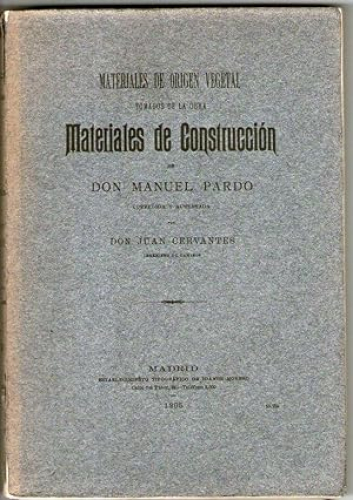 Portada del libro de MATERIALES DE ORIGEN VEGETAL TOMADOS DE LA OBRA MATERIALES DE CONSTRUCCION