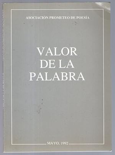 Portada del libro de VALOR DE LA PALABRA - MAYO 1992