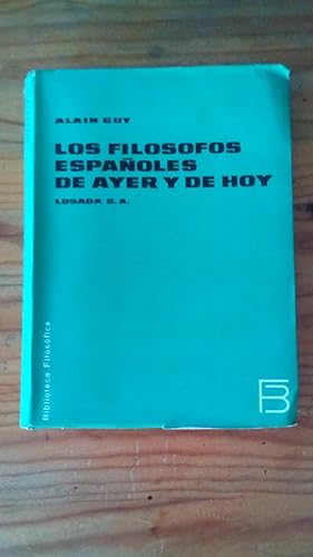 Portada del libro de LOS FILOSOFOS ESPAÑOLES DE AYER Y DE HOY