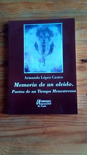 Portada del libro de MEMORIA DE UN OLVIDO. POETAS DE UN TIEMPO MENESTEROSO