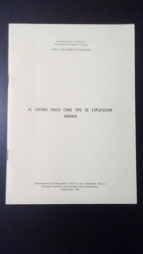 Portada del libro de CASERIO VASCO COMO TIPO DE EXPLOTACION AGRARIA, EL