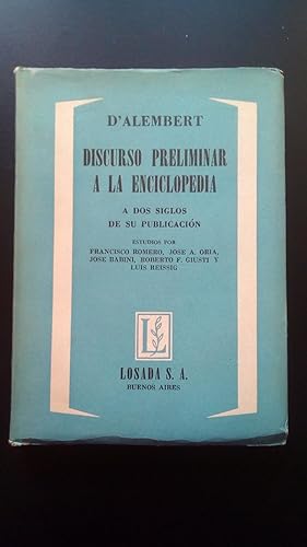 Portada del libro de DISCURSO PRELIMINAR A LA ENCICLOPEDIA A DOS SIGLOS DE SU PUBLICACION