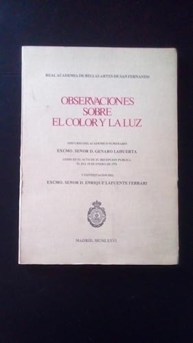 Portada del libro de OBSERVACIONES SOBRE EL COLOR Y LA LUZ
