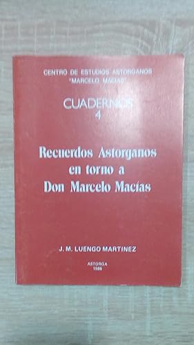 Portada del libro de RECUERDOS ASTORGANOS EN TORNO A DON MARCELO MACIAS