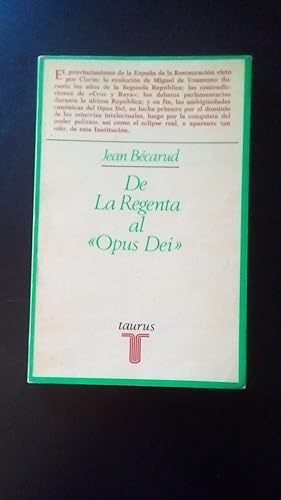 Portada del libro de DE LA REGENTA AL OPUS DEI