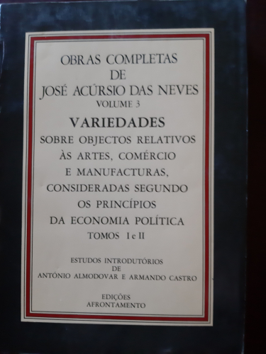 Portada del libro de VARIEDADES SOBRE OBJECTOS RELATIVOS ÀS ARTES, COMÉRCIO E MANUFACTURAS, CONSIDERADAS SEGUNDO OS PRINCÍPIOS...