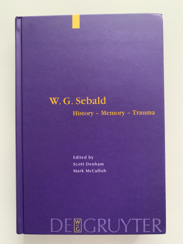 Portada del libro de W. G. SEBALD: History - Memory - Trauma