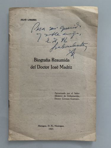 Portada del libro de BIOGRAFÍA RESUMIDA DEL DOCTOR JOSÉ MADRIZ (Dedicado autor)