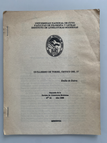 Portada del libro de GUILLERMO DE TORRE, CRÍTICO DEL 27 (Dedicado autor)