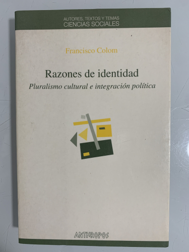 Portada del libro de RAZONES DE IDENTIDAD. Pluralismo cultural e integración política