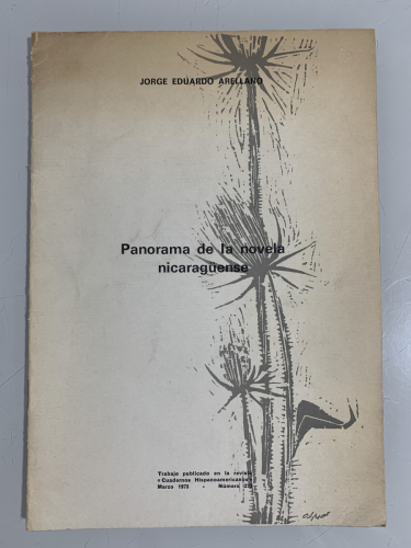 Portada del libro de PANORAMA DE LA NOVELA NICARAGÜENSE (dedicado autor)