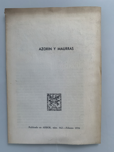 Portada del libro de AZORÍN Y MAURRAS (dedicado autor)