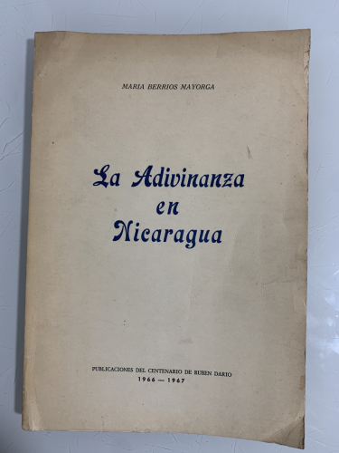 Portada del libro de LA ADIVINANZA EN NICARAGUA