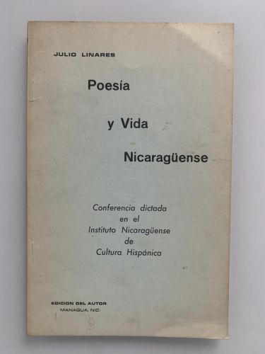 Portada del libro de POESÍA Y VIDA NICARAGÜENSE (dedicado autor)