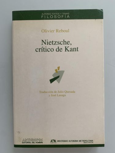 Portada del libro de NIETZSCHE, CRÍTICO DE KANT
