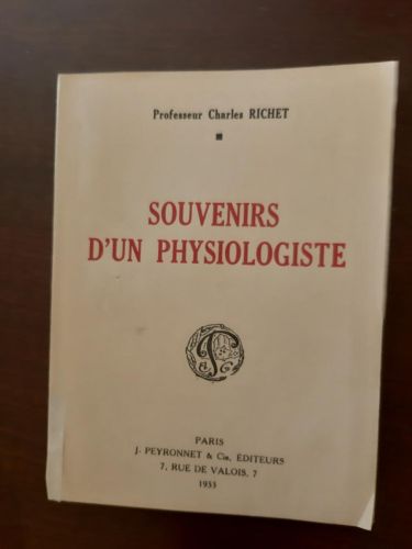 Portada del libro de SOUVENIRS D'UN PHISIOLOGISTE
