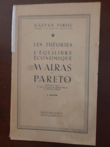 Portada del libro de LES THÉORIES DE L'EQUILIBRE ECONOMIQUE WALRAS ET PARETO