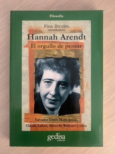 Portada del libro de HANNAH ARENDT. EL ORGULLO DE PENSAR