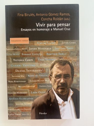 Portada del libro de VIVIR PARA PENSAR. Ensayos en homenaje a Manuel Cruz