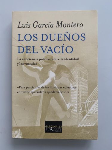 Portada del libro de LOS DUEÑOS DEL VACÍO. La conciencia poética, entre la identidad y los vínculos