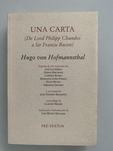 Portada del libro de UNA CARTA (De Lord Philip Chandos a Sir Francis Bacon)